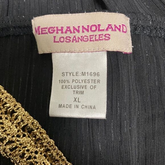 Meghan Holland Intimates Black & Gold XL Slip Dress Nightie Gown - Picture 3 of 3
